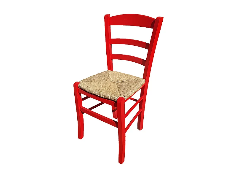 Sedia paesana paglia anilina rosso
