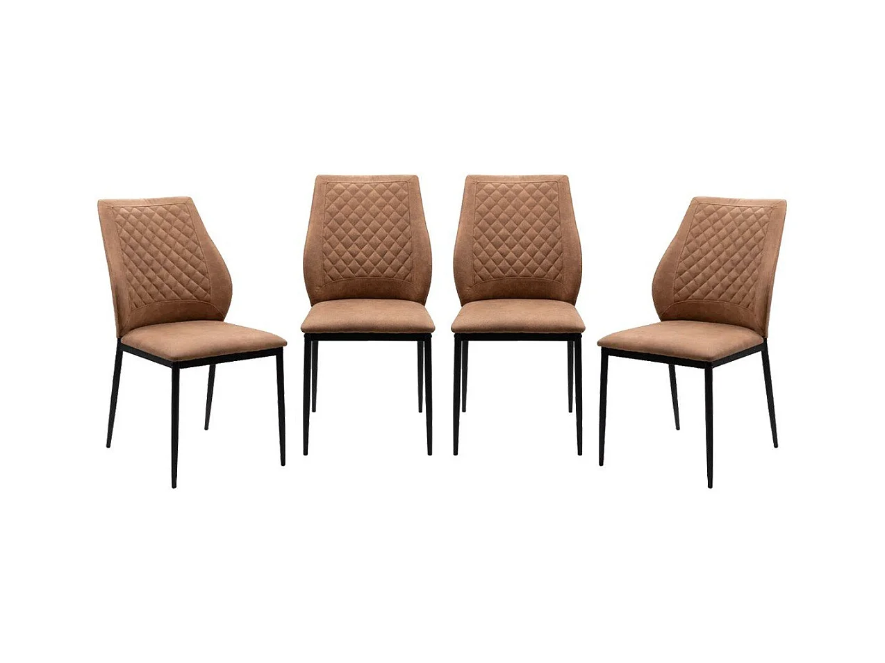 Lot de 4 chaises en tissu capitonné avec structure en métal L48cm - LILLIE