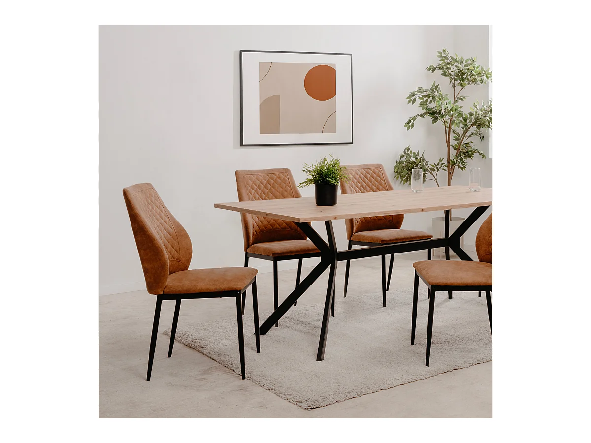 Lot de 4 chaises en tissu capitonné avec structure en métal L48cm - LILLIE