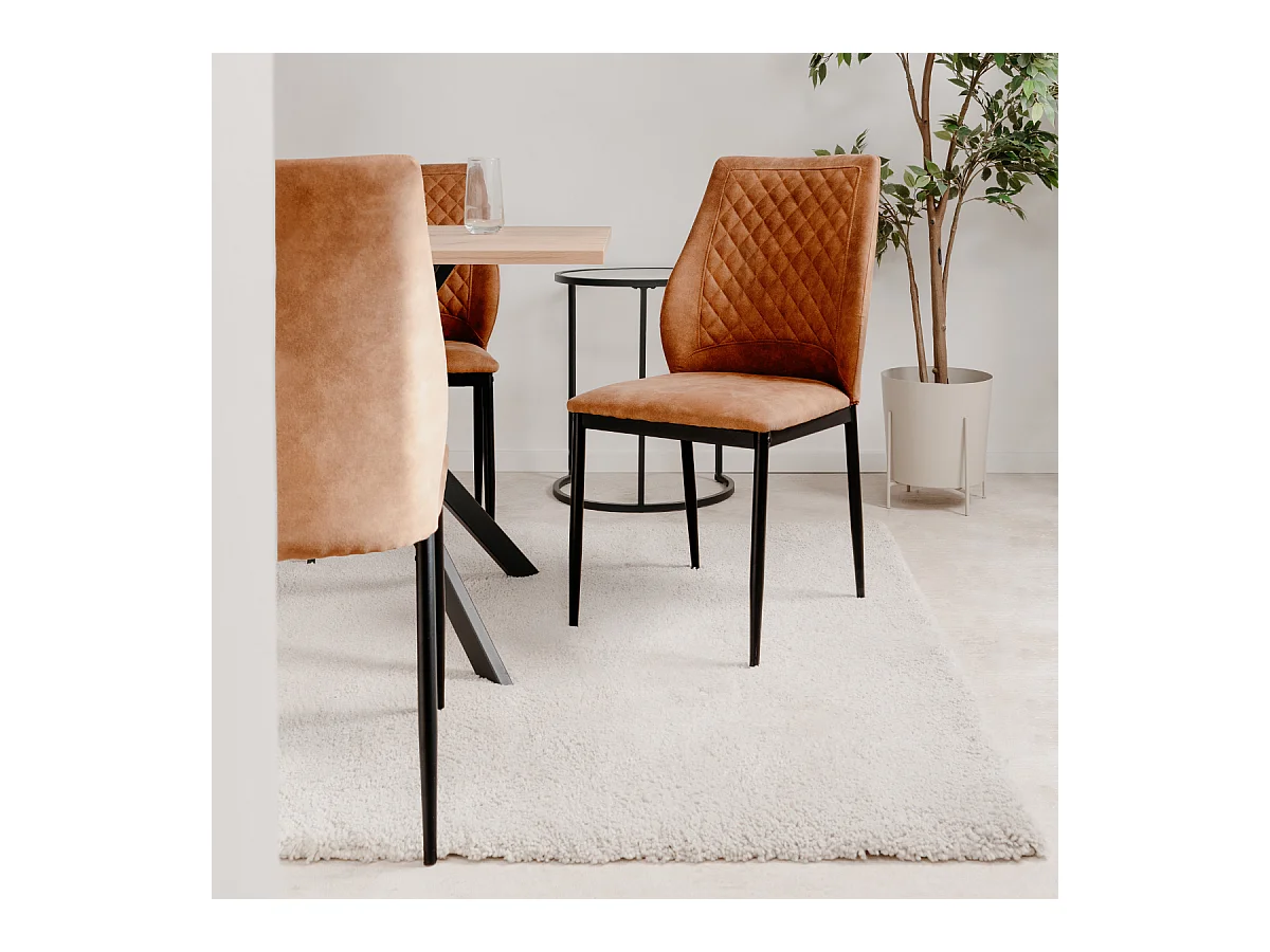 Lot de 4 chaises en tissu capitonné avec structure en métal L48cm - LILLIE