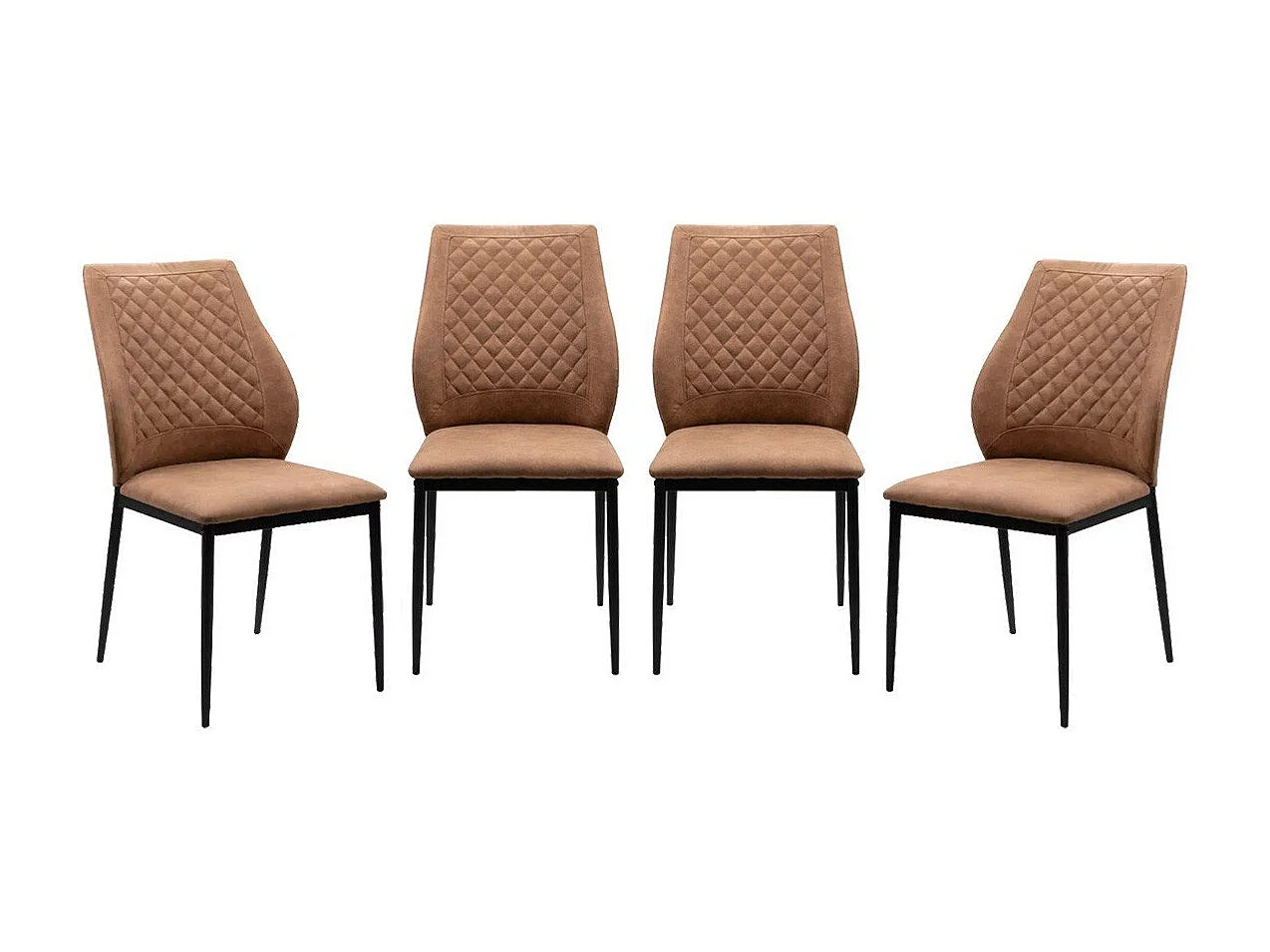 Lot de 4 chaises en tissu capitonné avec structure en métal L48cm - LILLIE