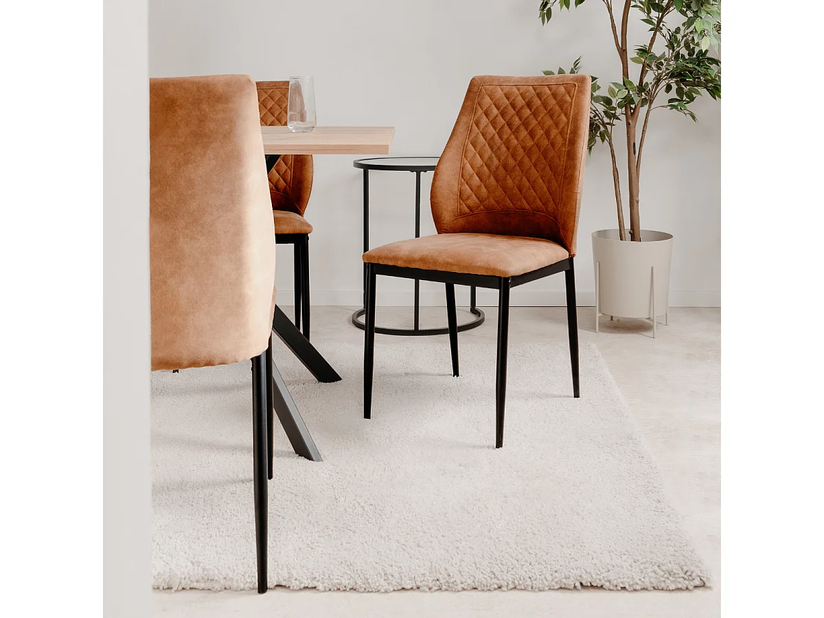 Lot de 4 chaises en tissu capitonné avec structure en métal L48cm - LILLIE