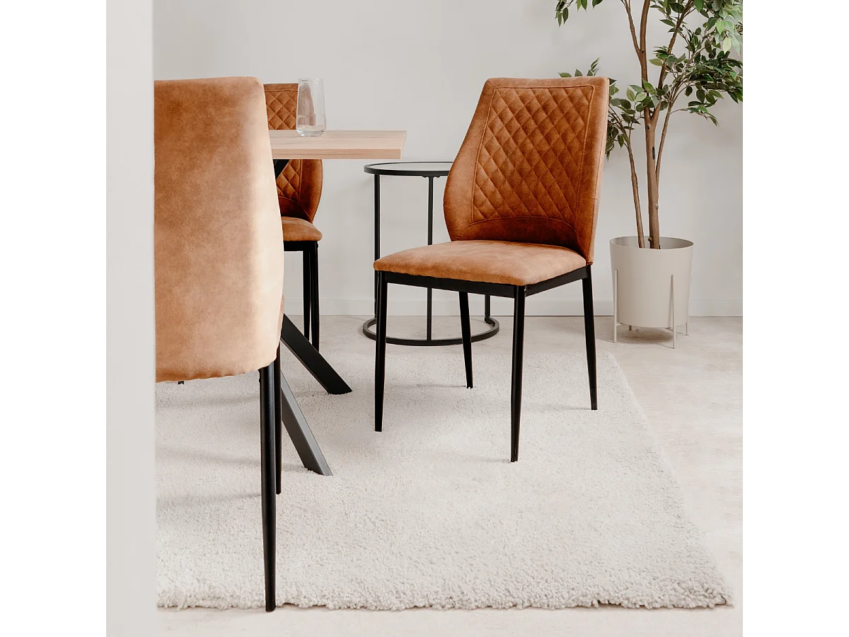 Lot de 4 chaises en tissu capitonné avec structure en métal L48cm - LILLIE