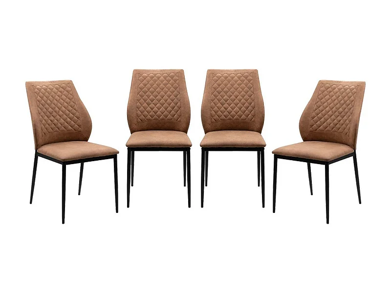 Set van 4 stoelen van gewatteerde stof met metalen frame, 48 cm – LILLIE