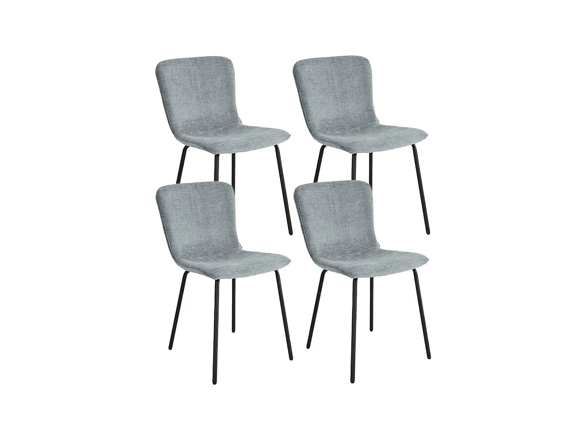 Lot de 4 chaises de repas en tissu gris clair pieds métal – ASTRID