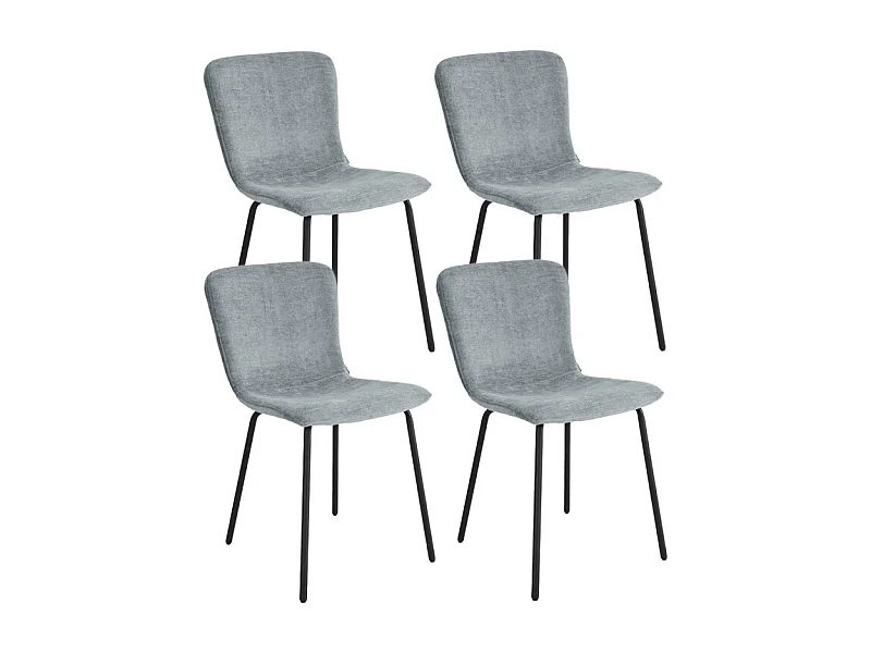 Lot de 4 chaises de repas en tissu gris clair pieds métal – ASTRID