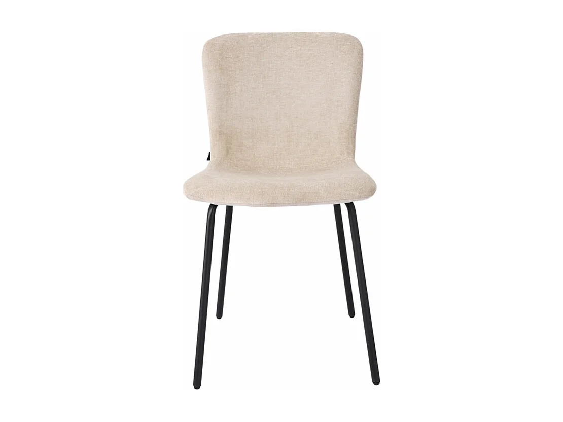 Lot de 2 chaises de repas en tissu beige et pieds métal noir – ASTRID