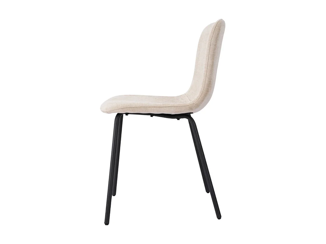 Lot de 2 chaises de repas en tissu beige et pieds métal noir – ASTRID