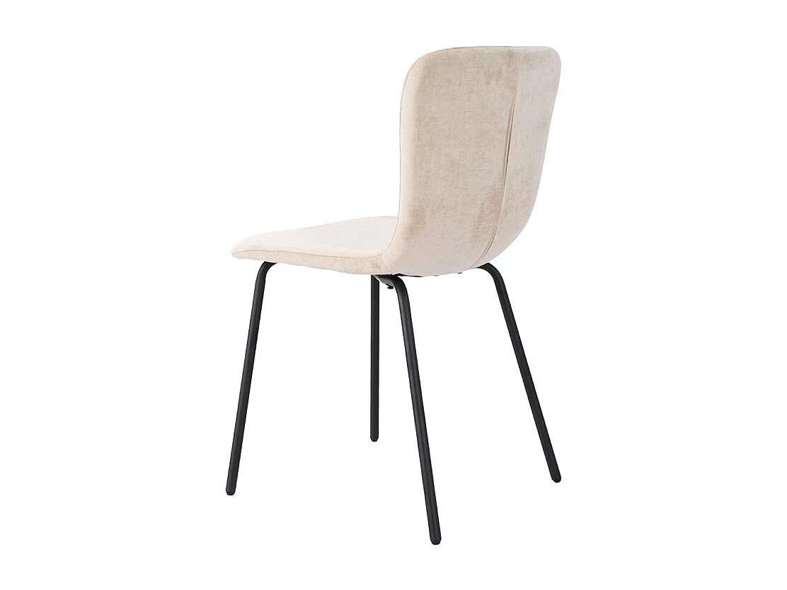 Lot de 2 chaises de repas en tissu beige et pieds métal noir – ASTRID