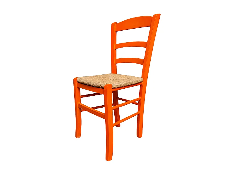 Sedia paesana paglia anilina arancione