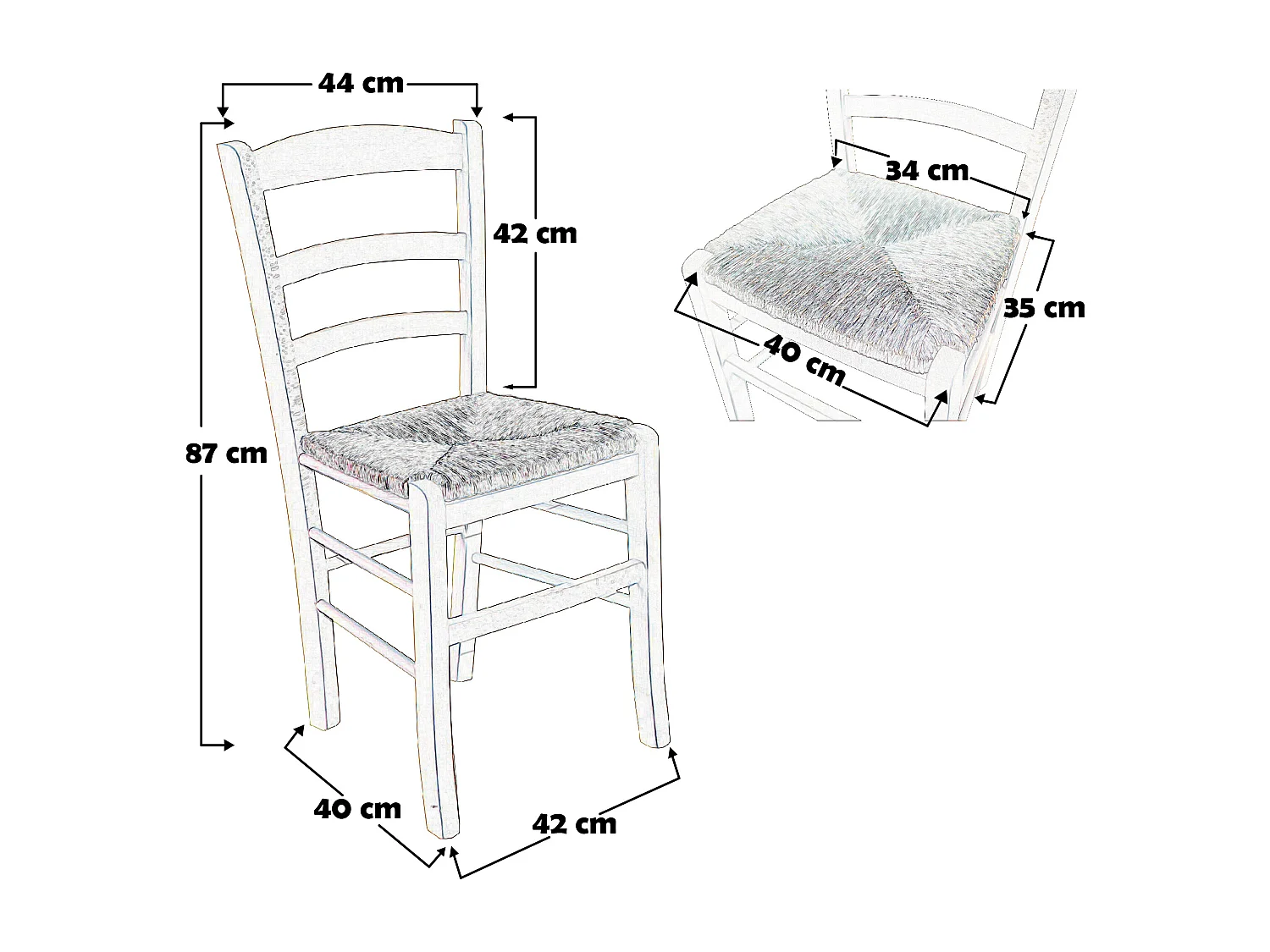 Sedia paesana paglia anilina arancione