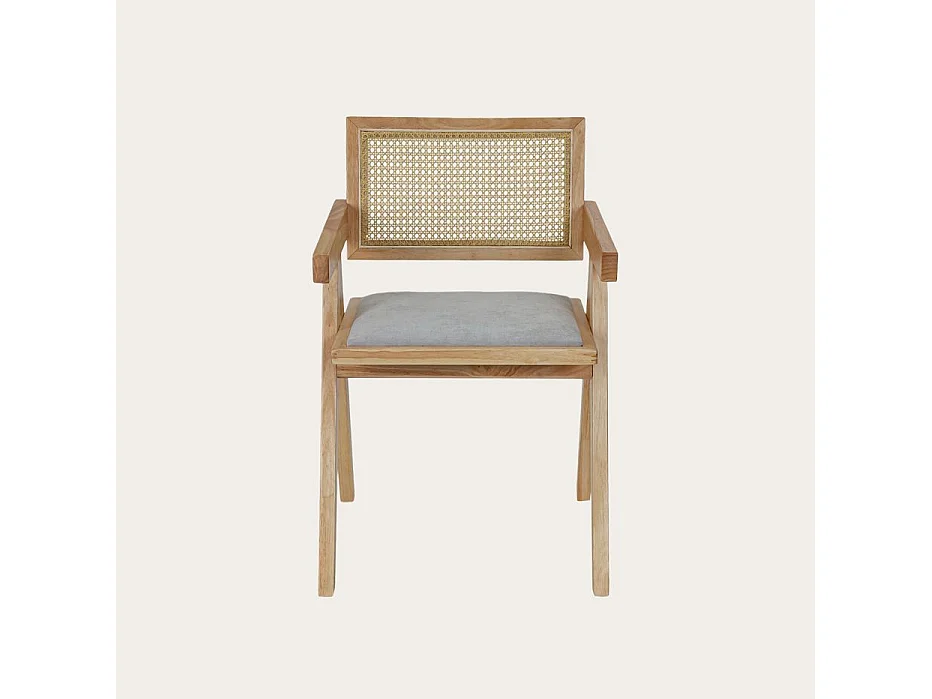 Chaise bois d'hévéa et siège tapissé naturel 51x80