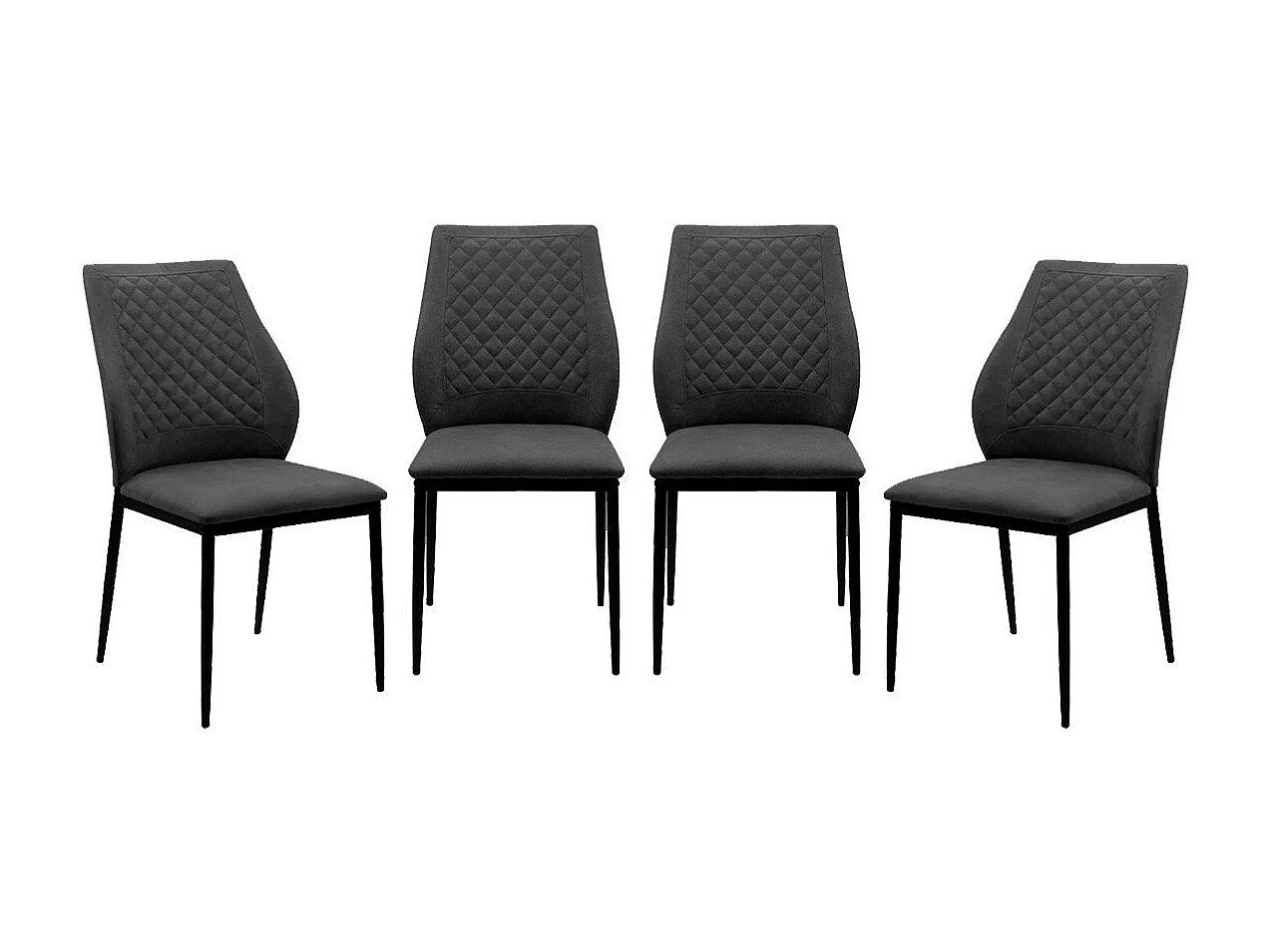 Lot de 4 chaises en tissu capitonné avec structure en métal L48cm - LILLIE