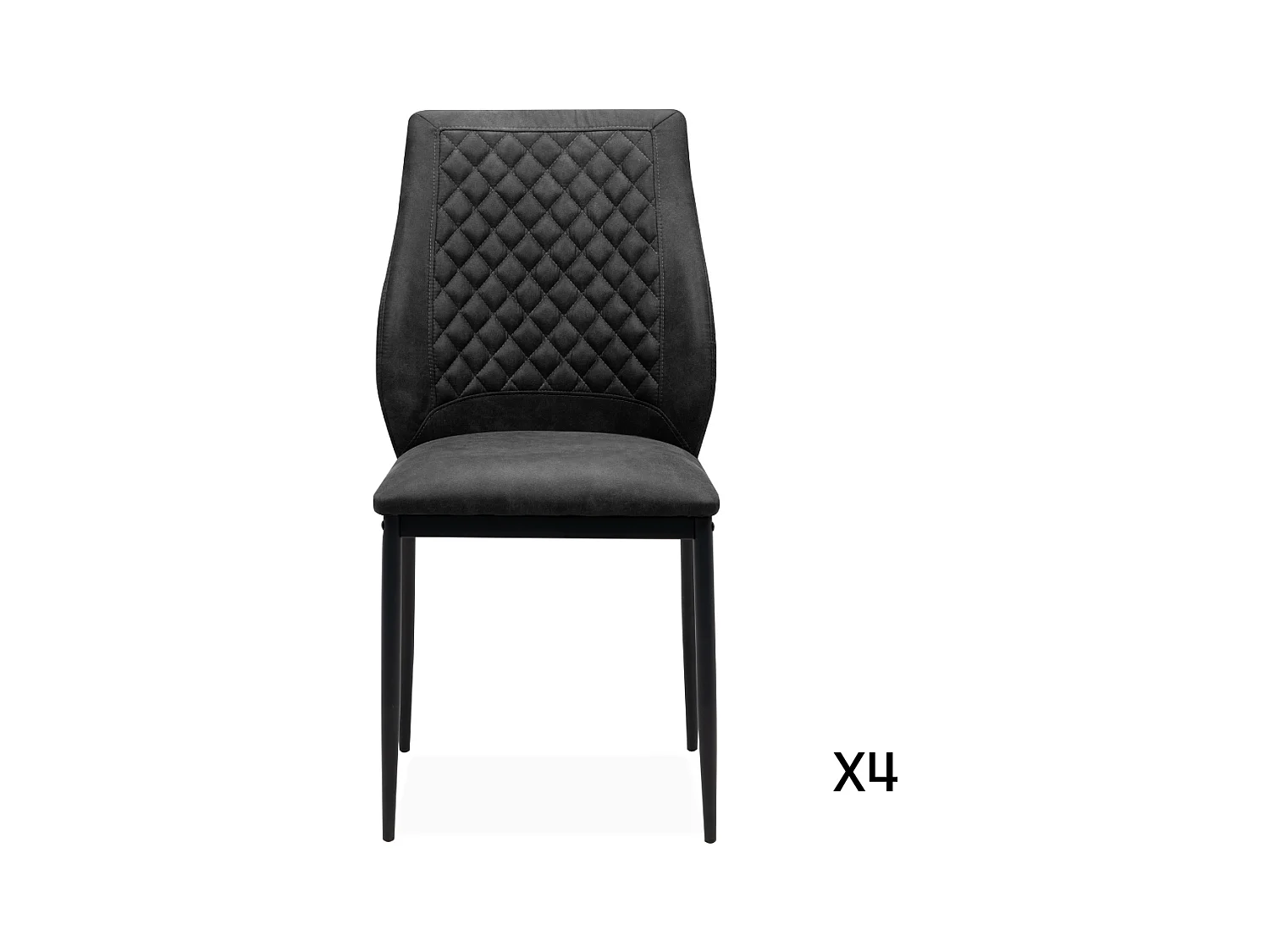Lote de 4 sillas de tela acolchada con estructura de metal, 48 cm - LILLIE