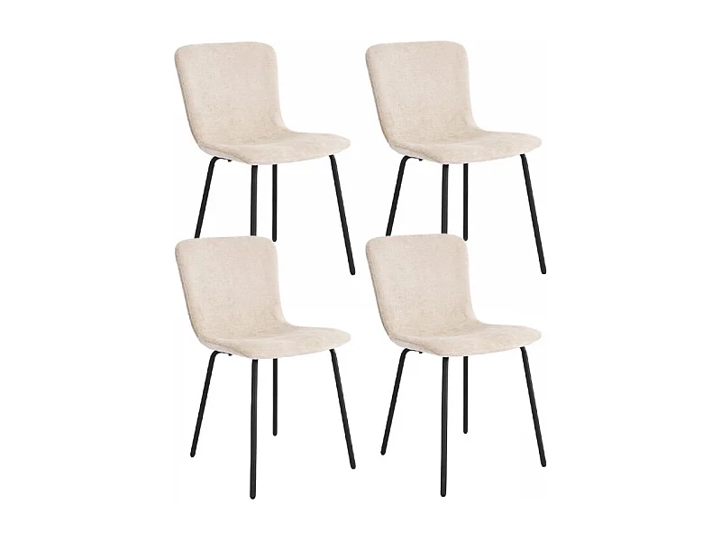 Lot de 4 chaises de repas en tissu beige et pieds métal noir – ASTRID