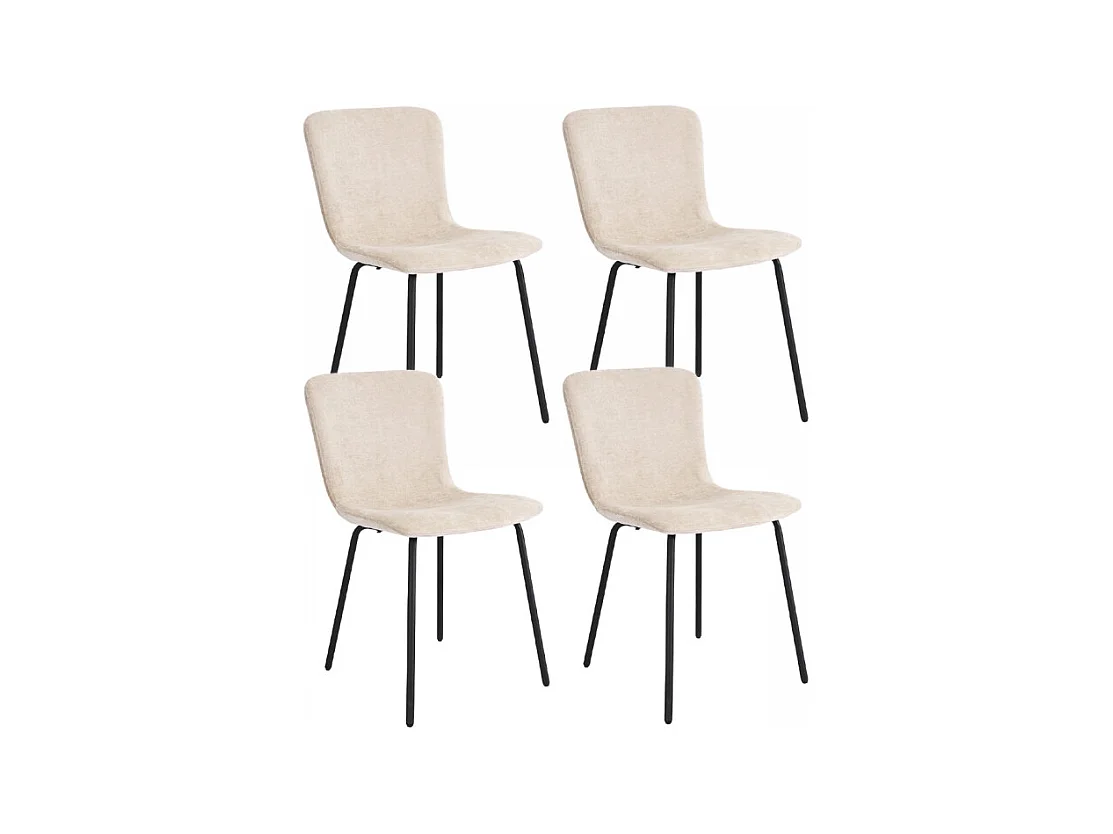 Lot de 4 chaises de repas en tissu beige et pieds métal noir – ASTRID