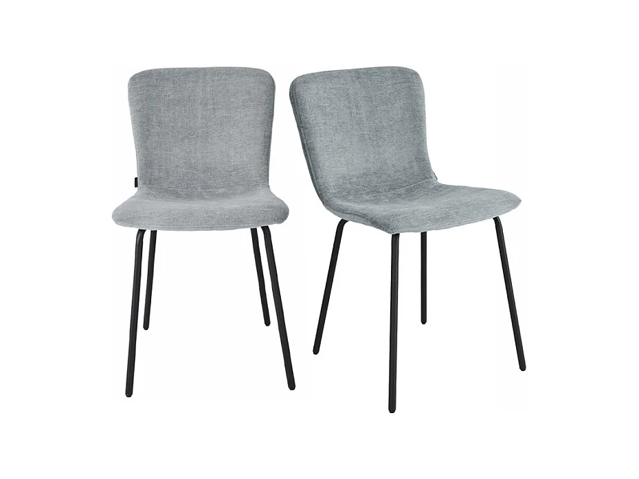 Lot de 2 chaises de repas en tissu gris clair pieds métal – ASTRID