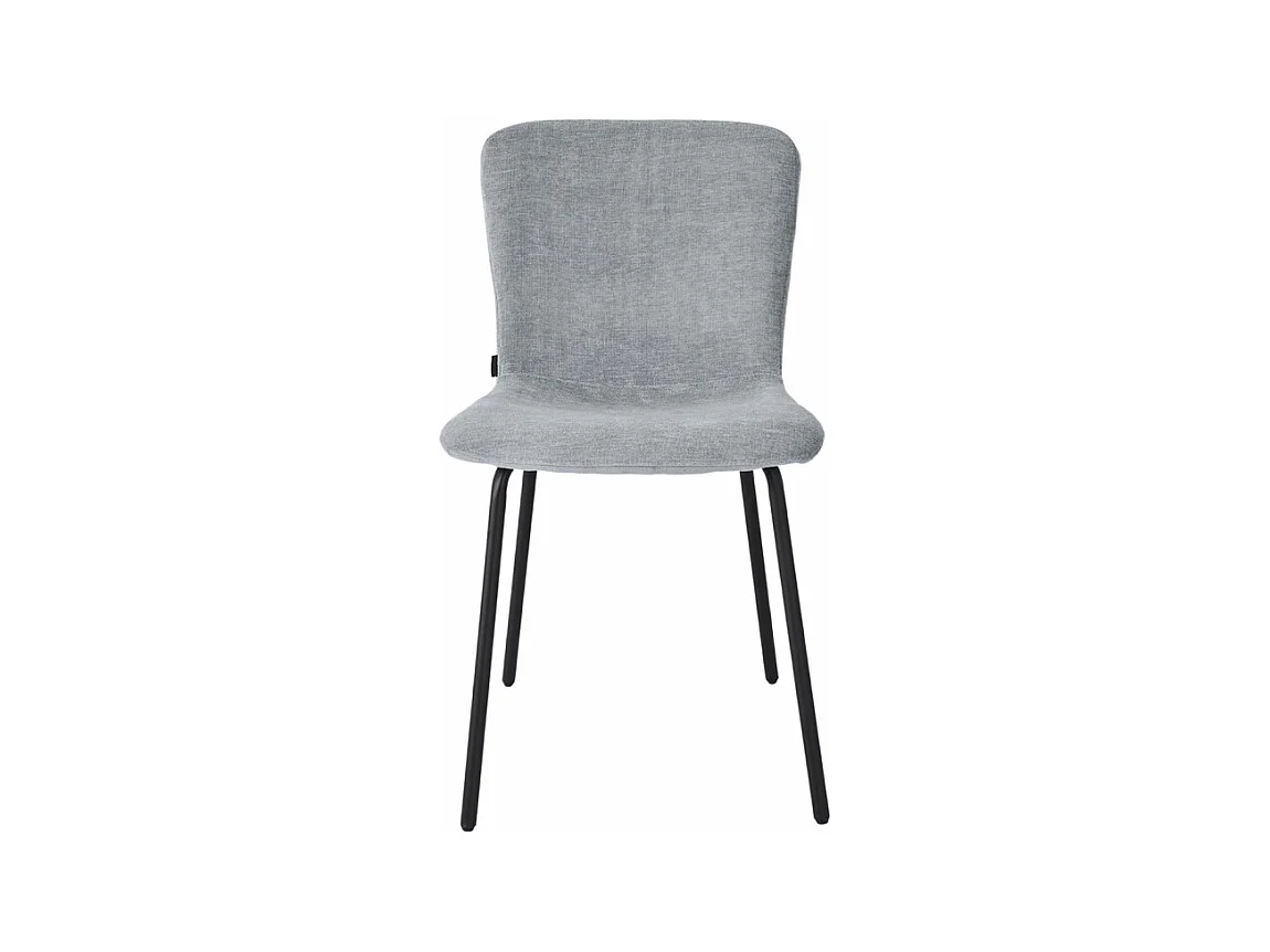 Lot de 2 chaises de repas en tissu gris clair pieds métal – ASTRID