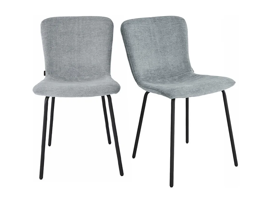 Lot de 2 chaises de repas en tissu gris clair pieds métal – ASTRID