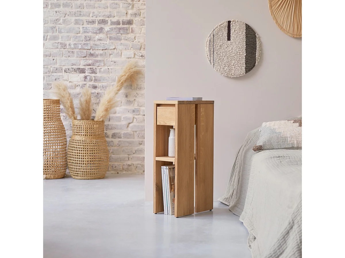 Comodino in legno di quercia massello Eden