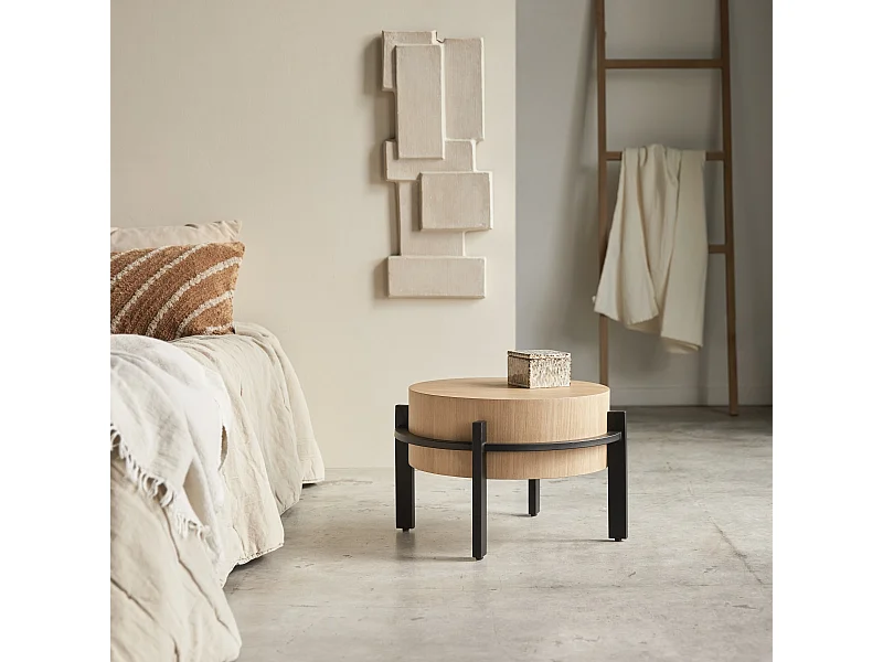 Chevet en bois de teck et métal Ava