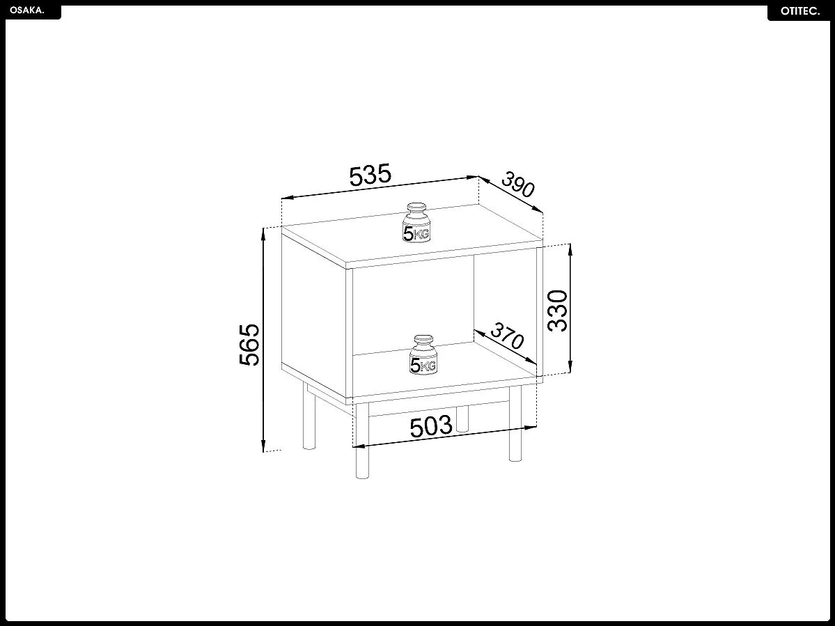 Table de chevet – L.54 x H.56 x P.39 cm – OSAKA