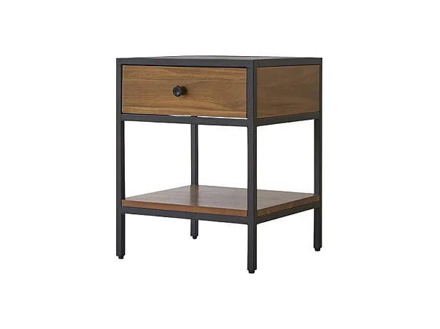 Comodino in legno di acacia e metallo Agra