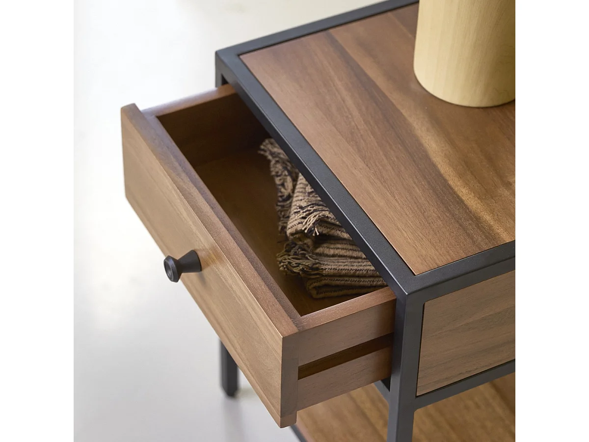 Chevet en bois d'acacia et métal Agra