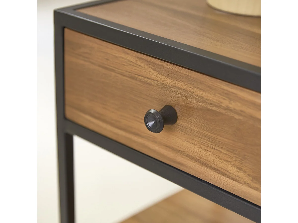 Chevet en bois d'acacia et métal Agra