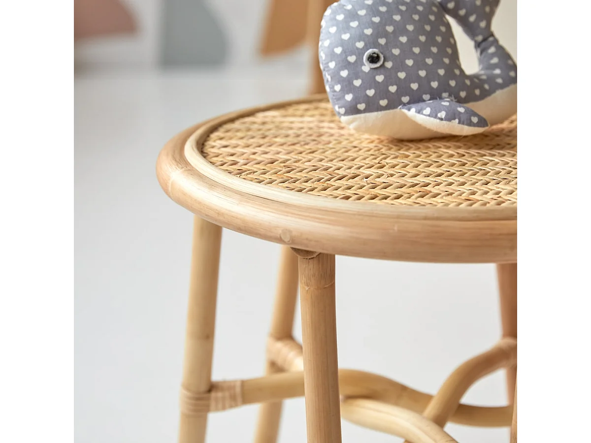 Comodino per bambini in canne di rattan Lina