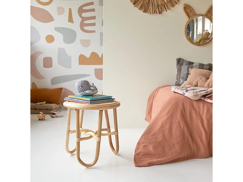 Comodino per bambini in canne di rattan Lina