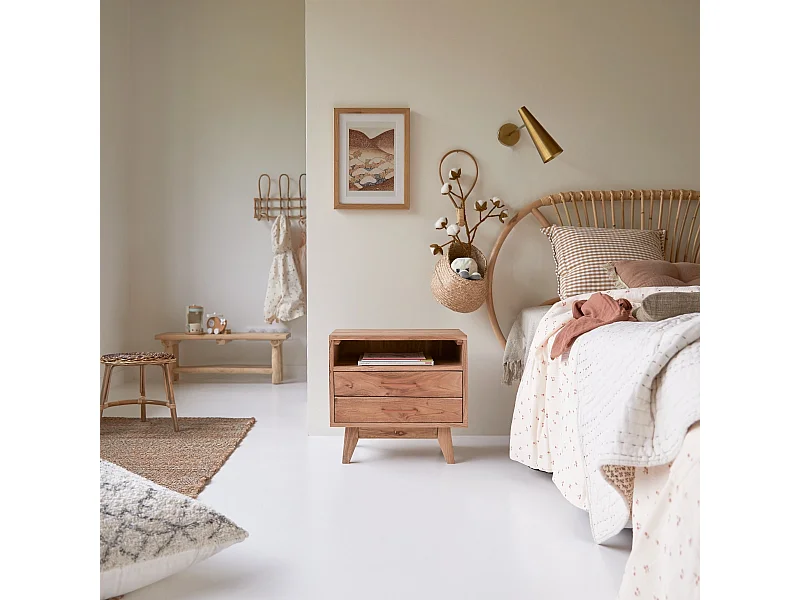 Comodino per bambini in legno di acacia Oslo