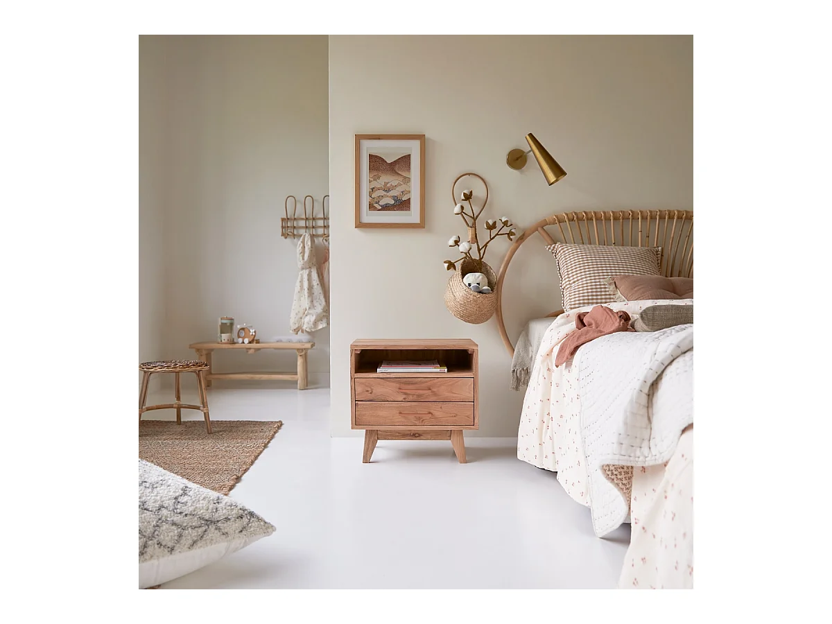 Comodino per bambini in legno di acacia Oslo