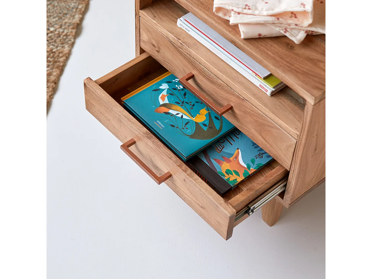 Comodino per bambini in legno di acacia Oslo
