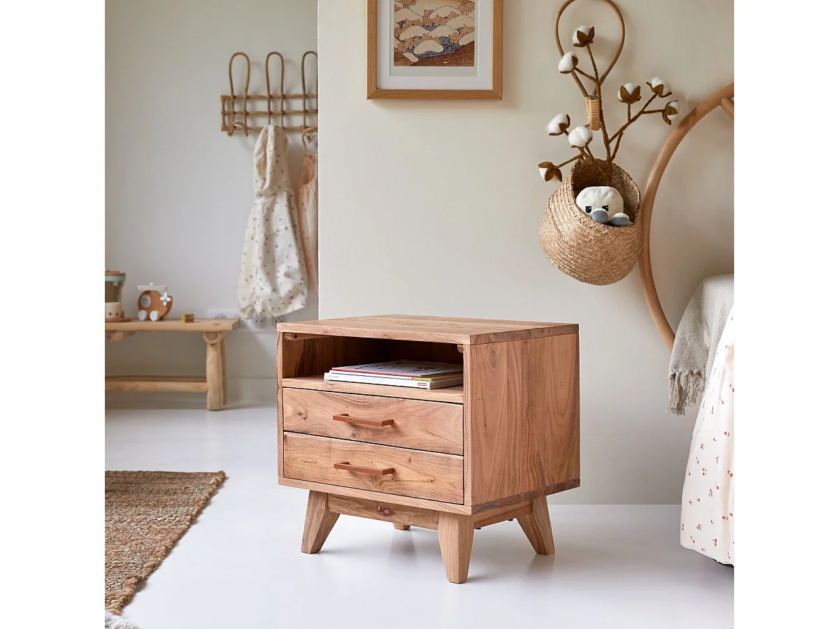 Comodino per bambini in legno di acacia Oslo