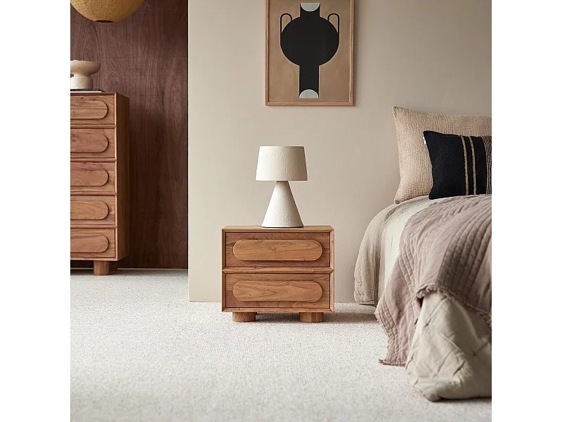Chevet en bois d'acacia Olga 2 tiroirs