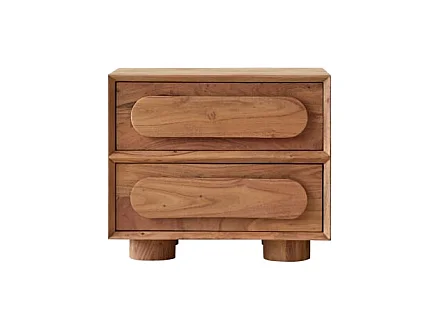 Comodino in legno di acacia Olga a 2 cassetti