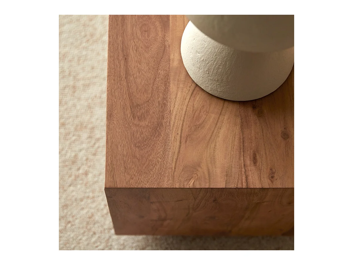 Comodino in legno di acacia Olga a 2 cassetti