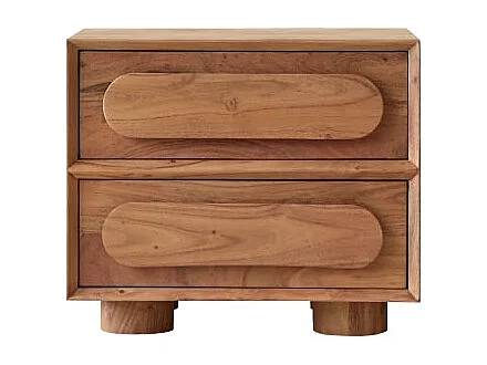 Comodino in legno di acacia Olga a 2 cassetti