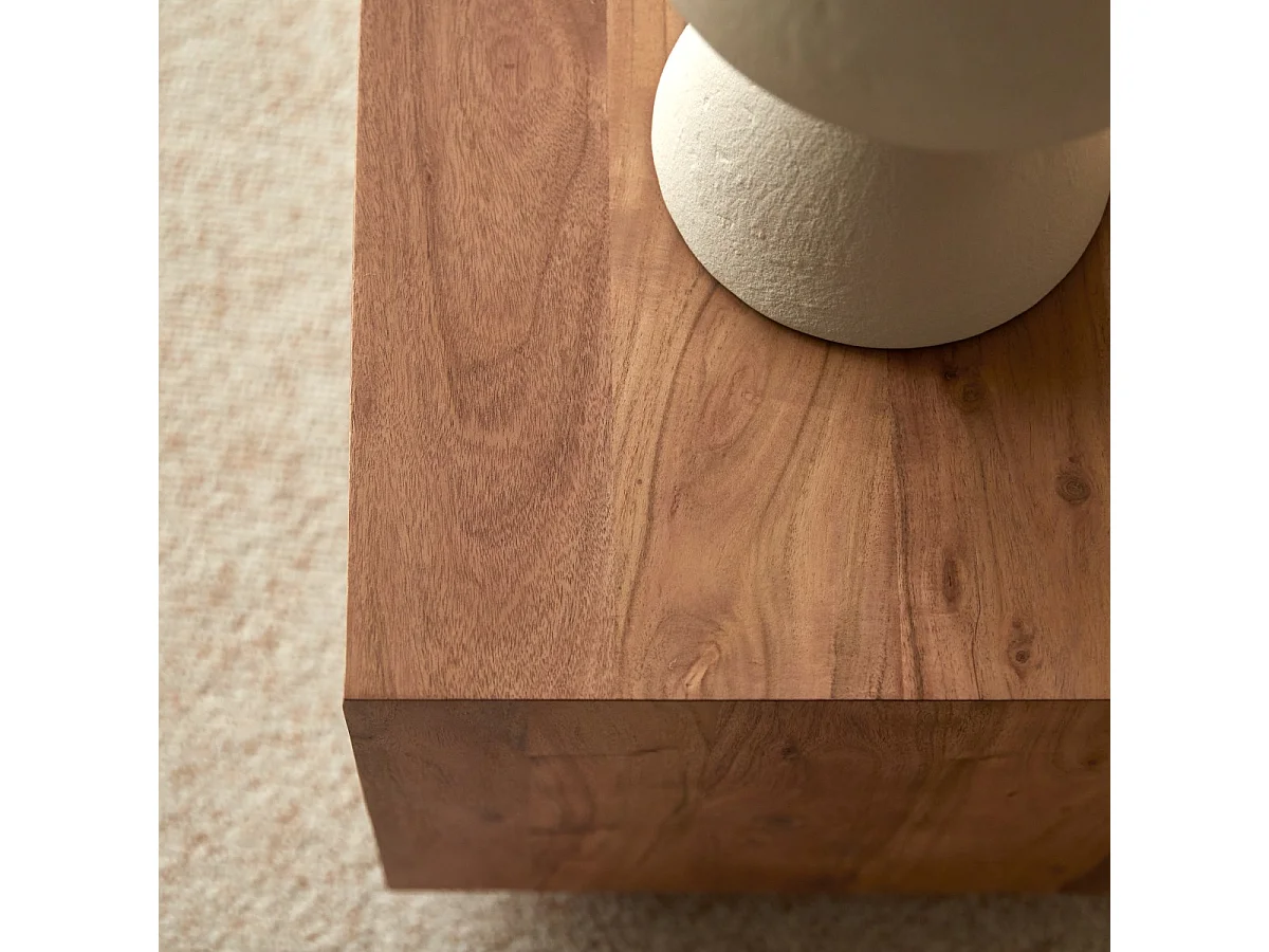 Comodino in legno di acacia Olga a 2 cassetti