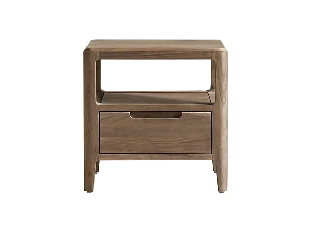 Comodino Arto a 1 cassetto in legno di noce massello