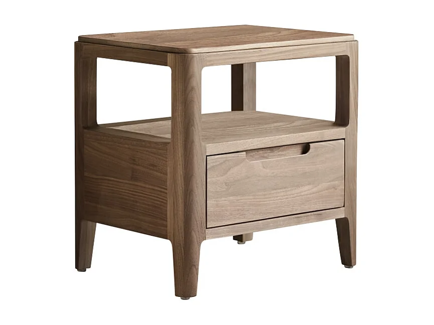 Comodino Arto a 1 cassetto in legno di noce massello