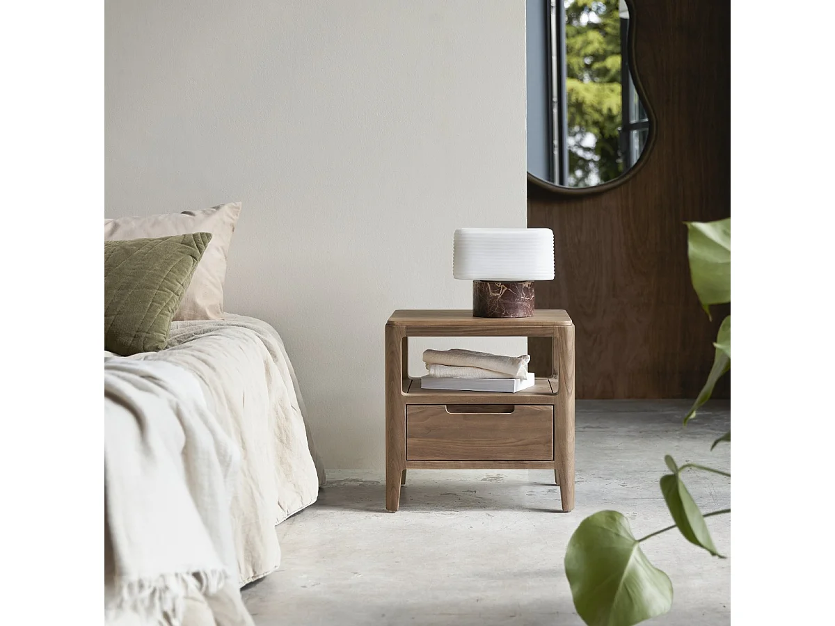 Arto - One-drawer solid walnut bedside cabinet