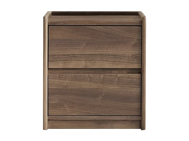 Chevet en bois de noyer massif 2 tiroirs Arto