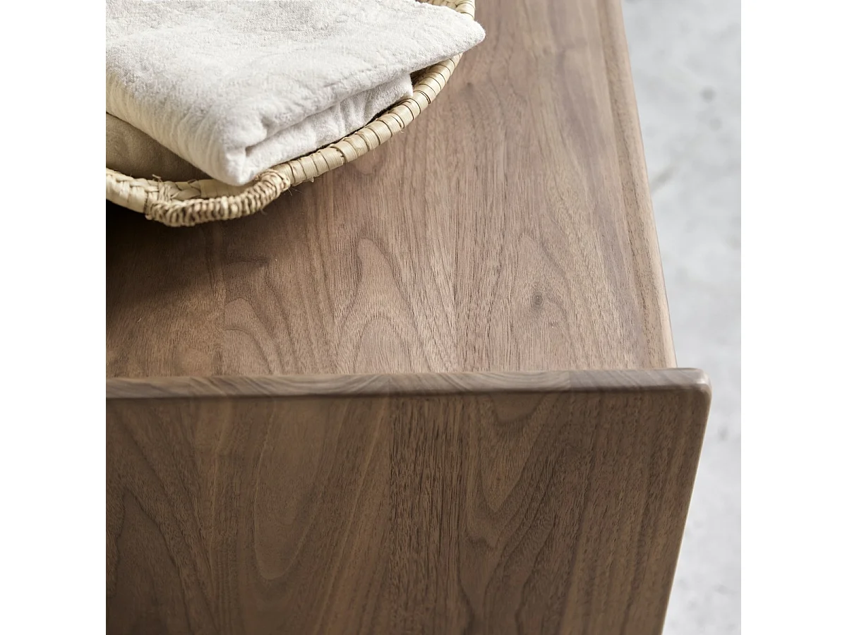 Chevet en bois de noyer massif 2 tiroirs Arto