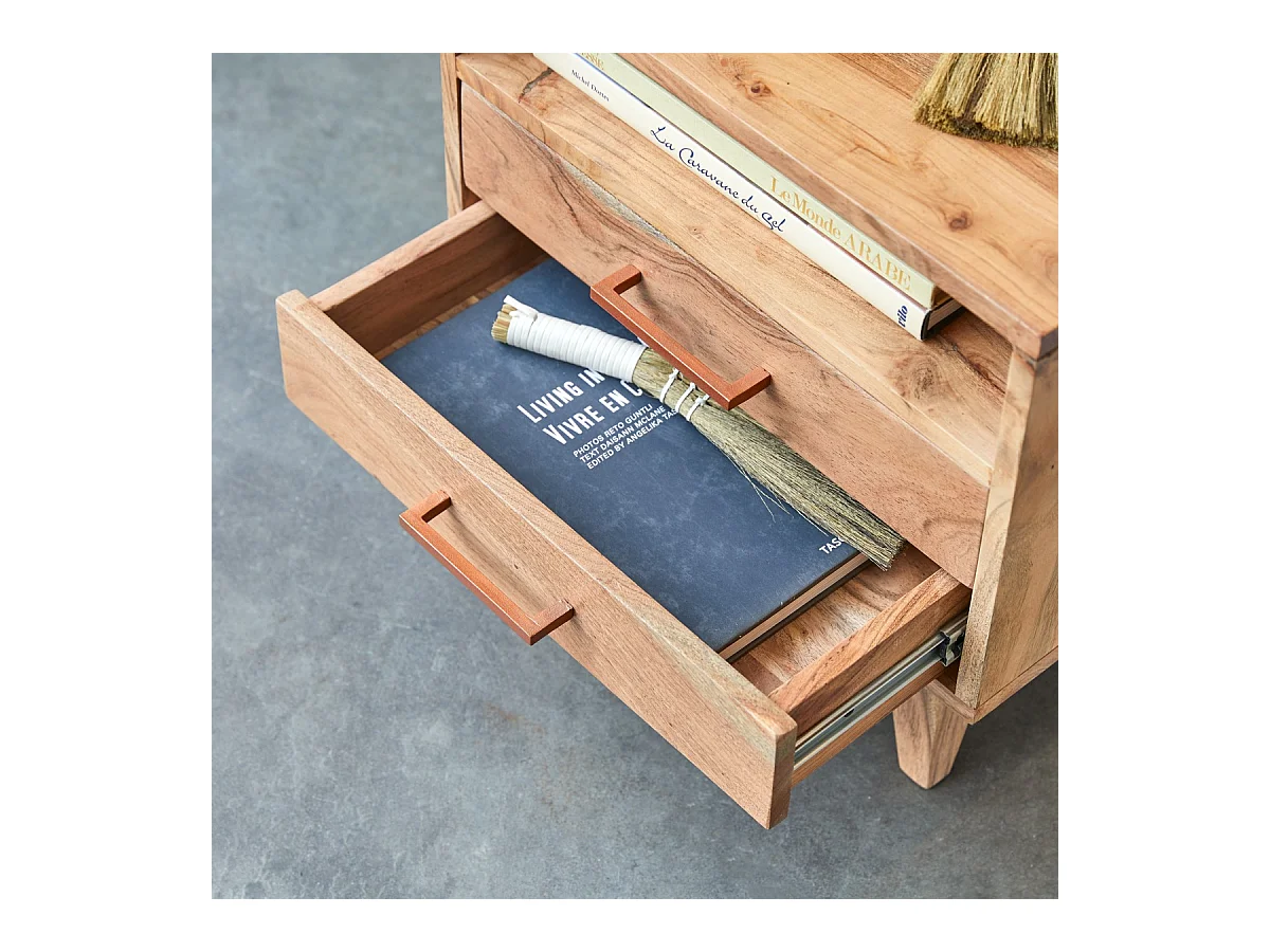 comodino letto legno massello acacia camera letto stanza legno chiaro