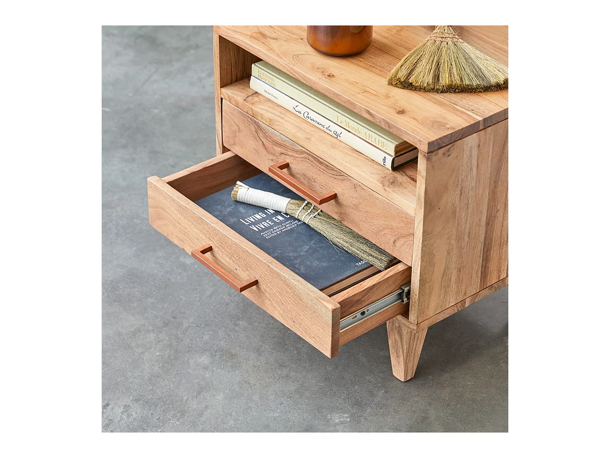 comodino letto legno massello acacia camera letto stanza legno chiaro