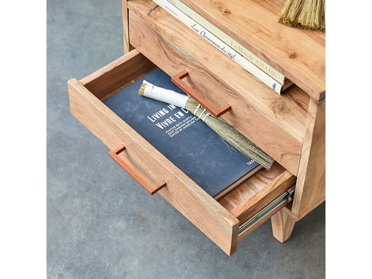 comodino letto legno massello acacia camera letto stanza legno chiaro