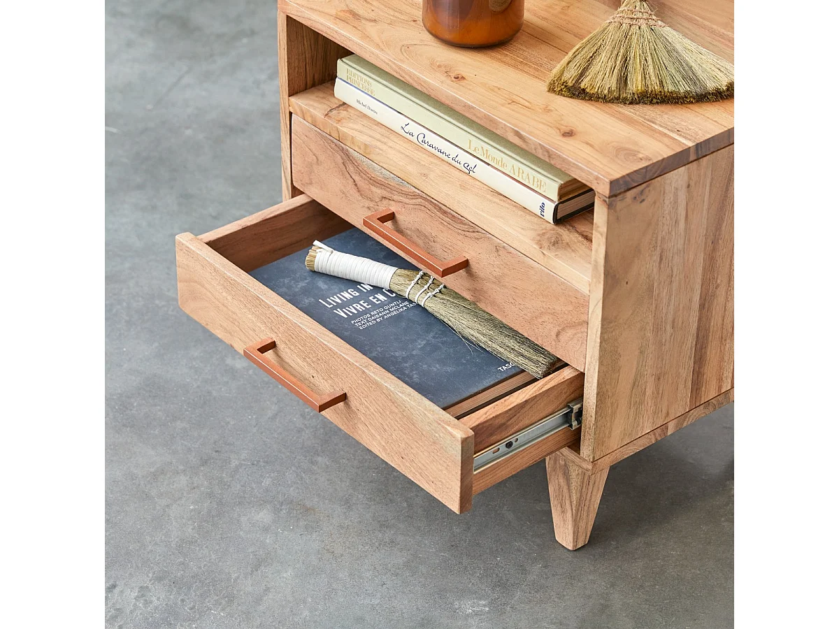 comodino letto legno massello acacia camera letto stanza legno chiaro