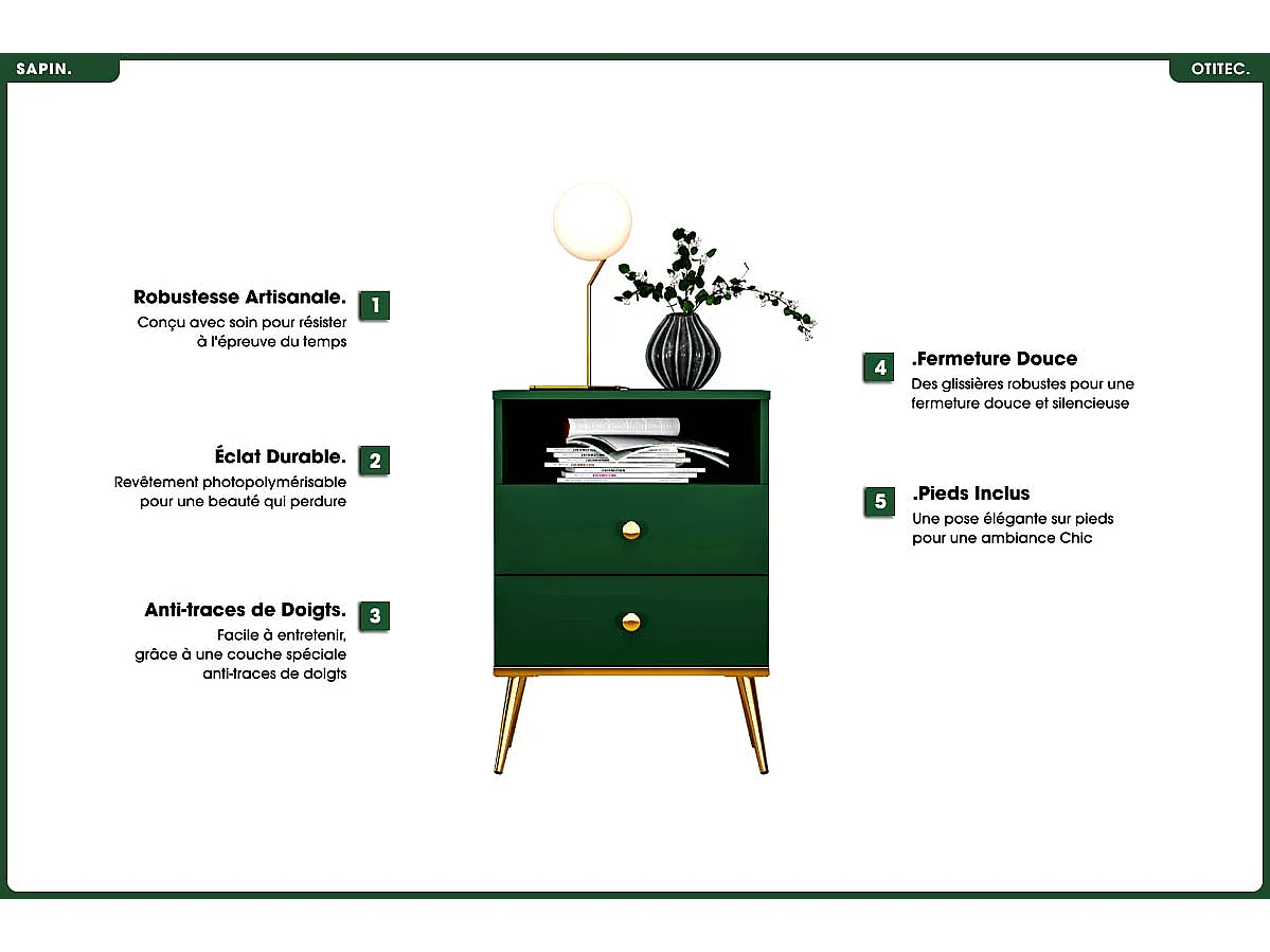 Table de Chevet - H.70 x L.50 x P.34 cm - SAPIN